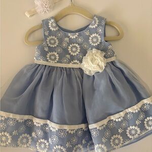 Youngland Blue and White Baby Dress